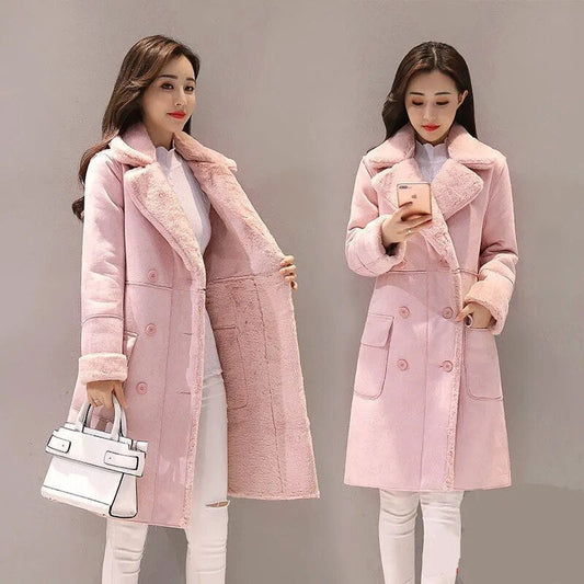 Fury | Cappotto spesso in suede con revers per pendolari