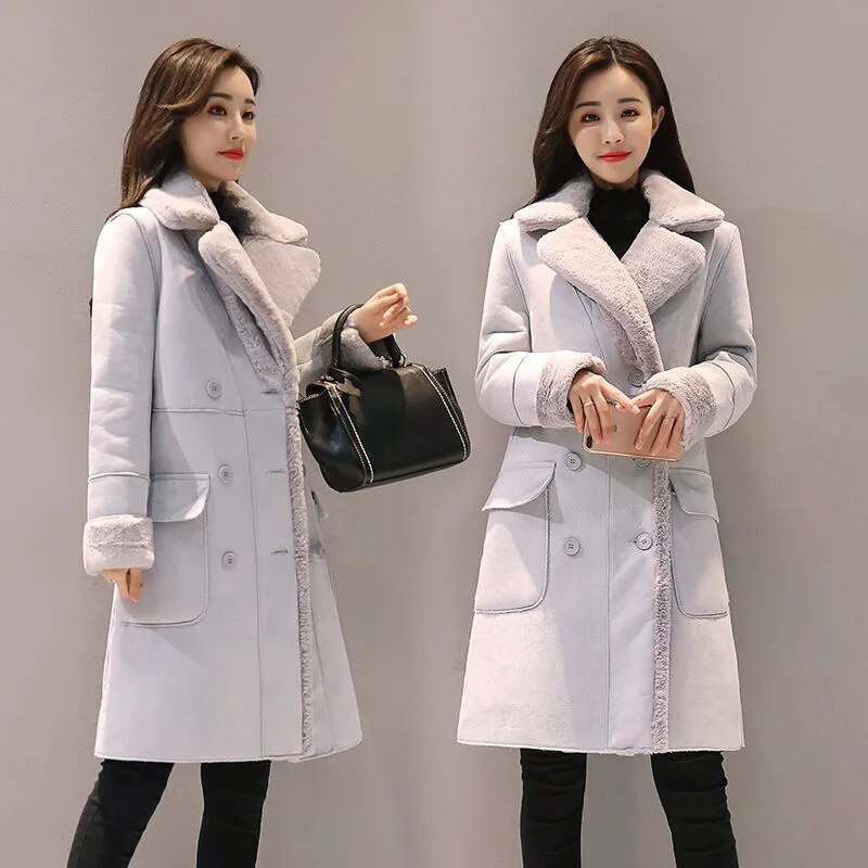 Fury | Cappotto spesso in suede con revers per pendolari