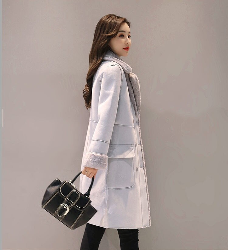Fury | Cappotto spesso in suede con revers per pendolari