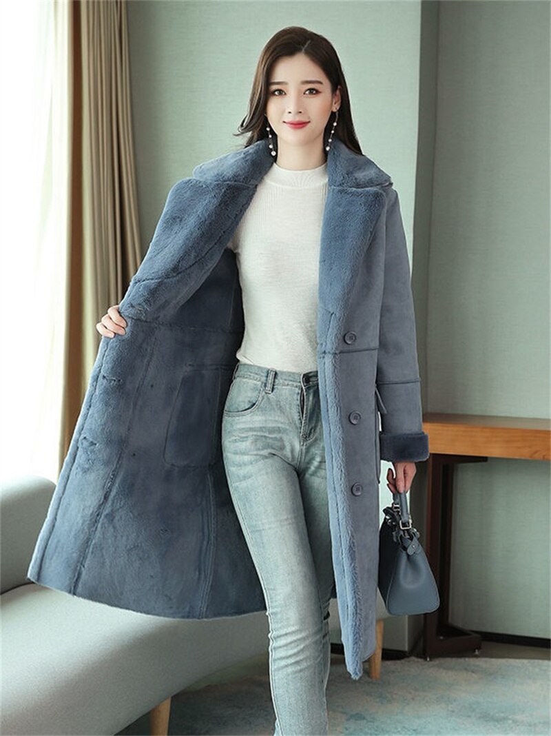 Fury | Cappotto spesso in suede con revers per pendolari