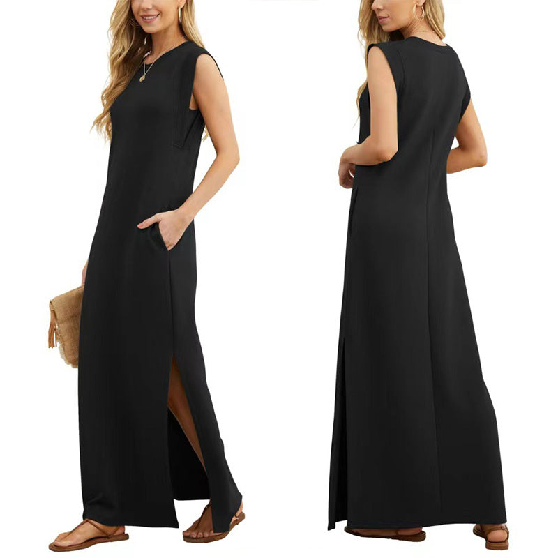 Levi | Vestito casual senza pieghe con orlo spacco