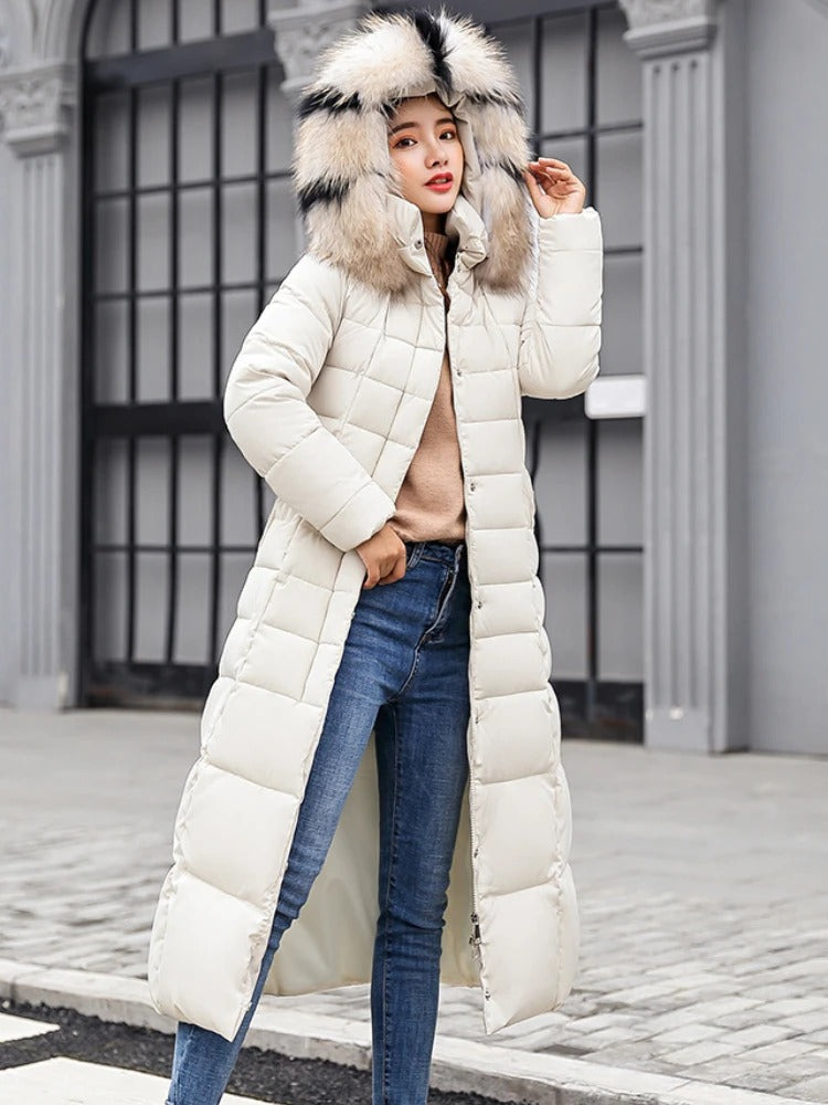 Charlot | Lungo cappotto invernale caldo con cintura per donne
